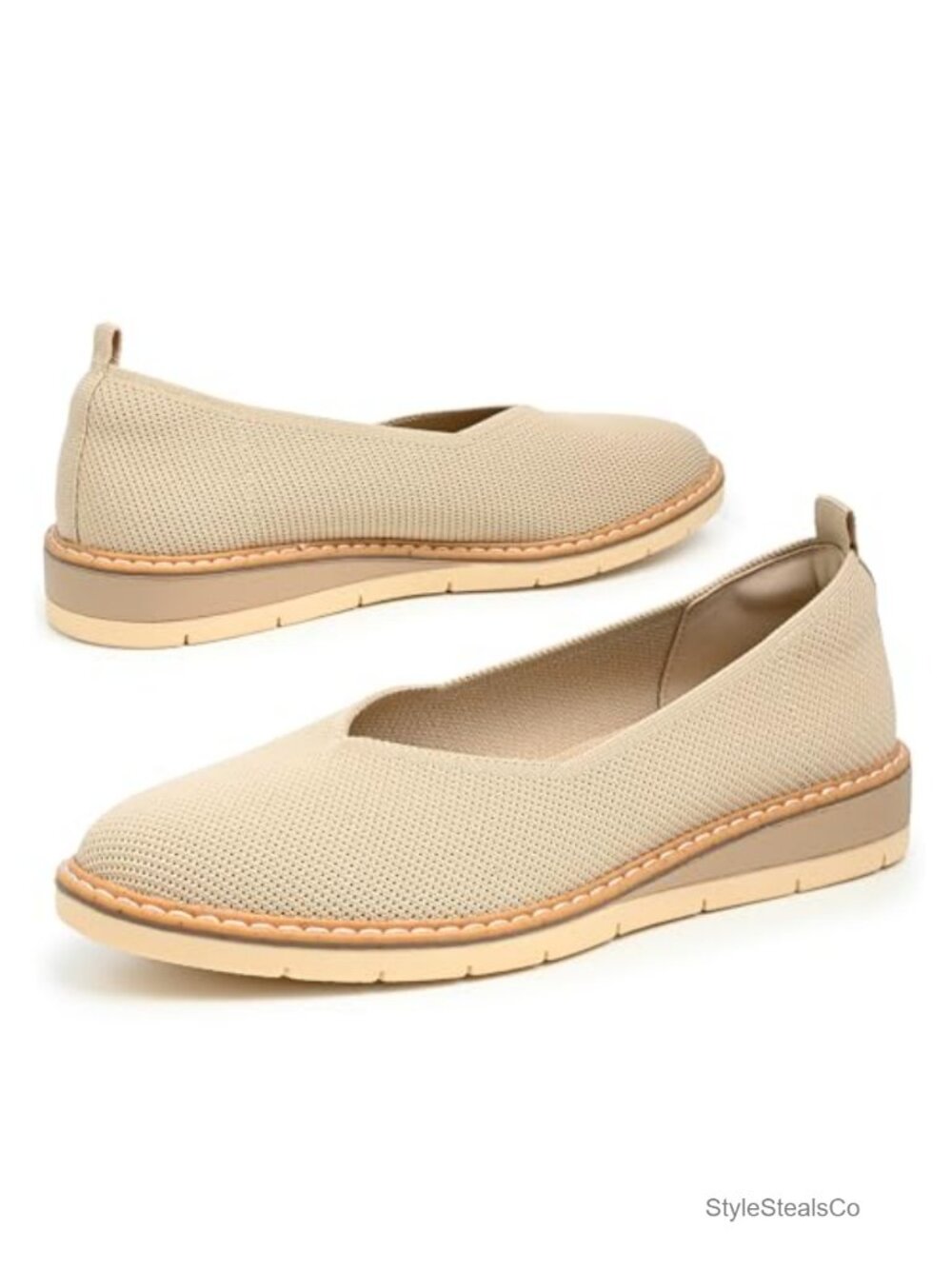Slip On Shoes for Women, Lightweight Knit Flats, Pull-On, Cushioned